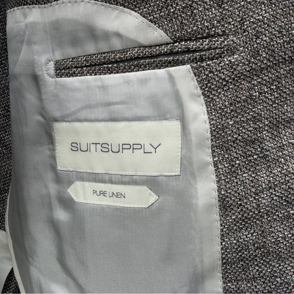 Suitsupply Solbiati 100% Linen Jacket Havana HL INT Unstructured Men 43R Gray - Picture 4 of 16